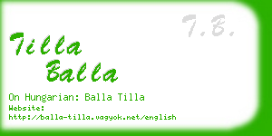 tilla balla business card